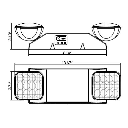 DF-1 Led Two Head Emergency Light, Battery Back Up, Exit Sign Combo UL, 6-Pack