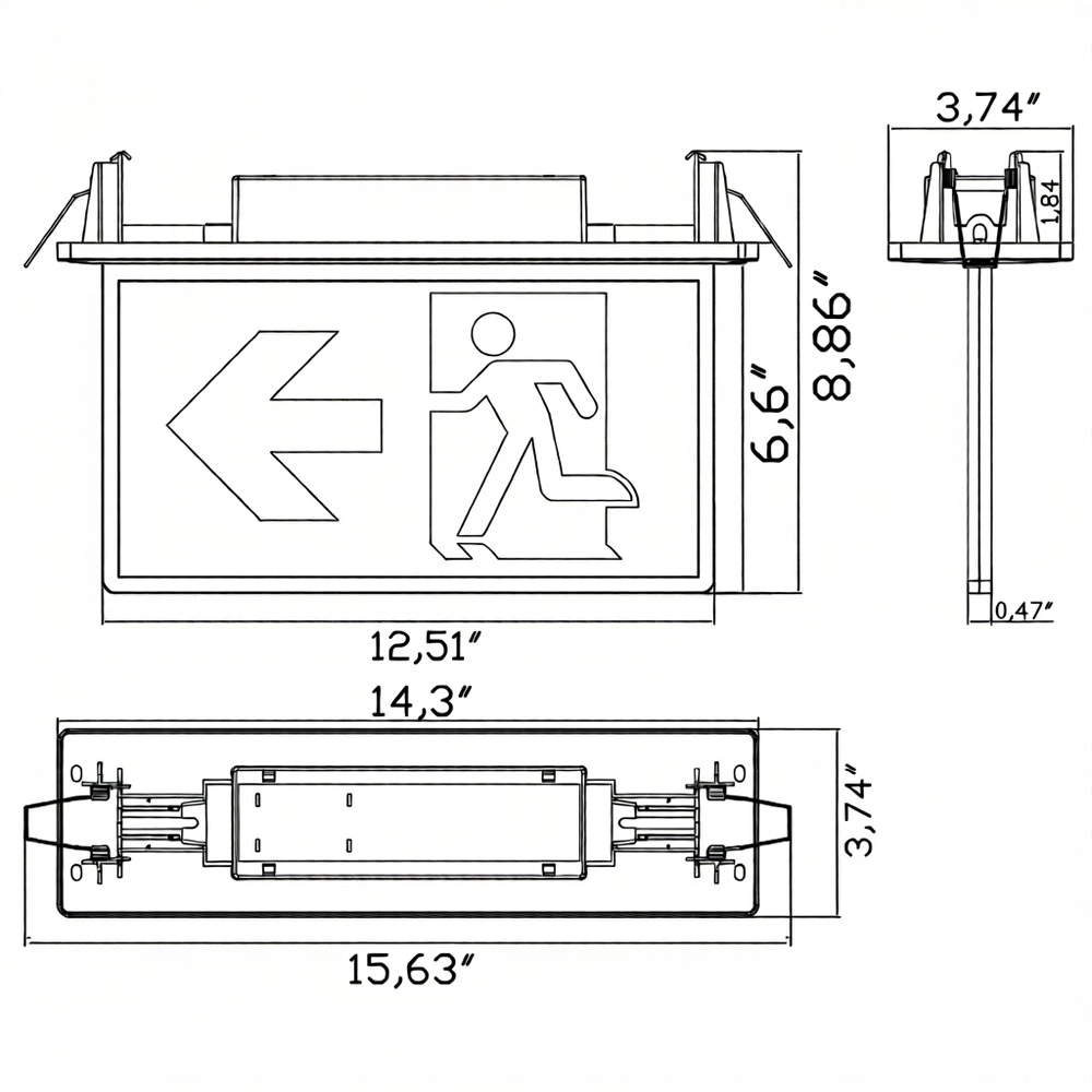 DF-2G emergency light size DF-2G emergency light size