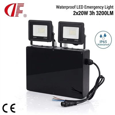 IP65 Waterproof Twin Spot LED Emergency Light 2x20W 3200LM 3 Hours Backup