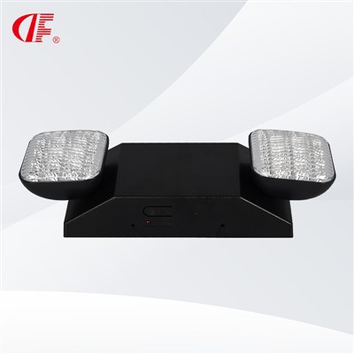 DF-1 LED Emergency Lighting Fixtures With 2 LED Heads, Black Commercial Emergency Light Adjustable Optic