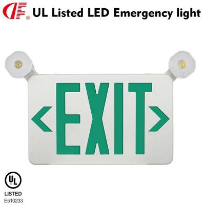 DF-2G Compact Combo Green Led Exit Sign White Housing Two Adjustable Heads