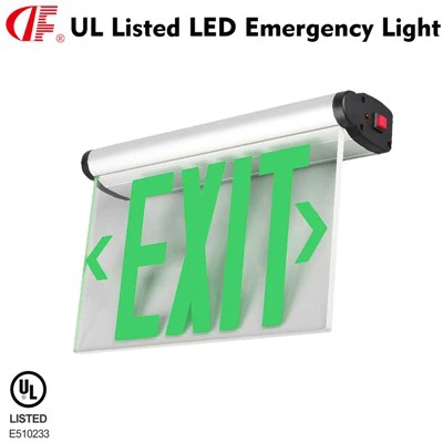 DF-3G Edge Lit Universal UL Listed Green Emergency Exit Sign With Backup Rechargeable Battery Adjustable Angle 180
