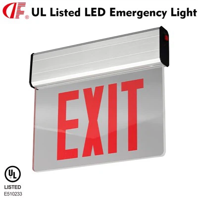 DF-3G Red Led Edge Lit Exit Sign UL Listed Brushed Aluminum Housing Acrylic Emergency Exit Signs With Battery Backup