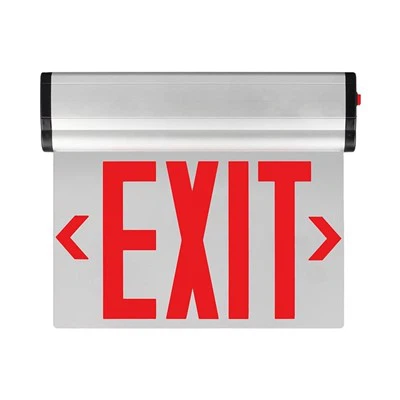 LED Edge Lit Exit Sign UL 924 Hardwired Emergency Exit Lights With Battery Backup Aluminum Housing With Rotating Acrylic Clear Panel AC 120/277V Red Exit Signs For Business