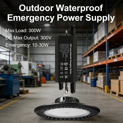 Outdoor Waterproof Emergency Lighting Driver For 300W LED High Bay Lights 10-30W Emergency Output